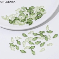 XINLEENCX Green Transparent Leaf Shape Beads, Leaf Shape Transparent Green Acrylic Leaf Beads, DIY N