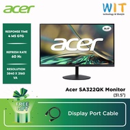 Acer SA322QK Monitor - 31.5" /4ms(GTG) /60Hz /4K (3840 x 2160) /VA Panel /HDMI /DP /SPK+Audio Out /3