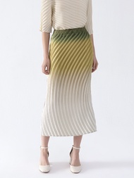 6417 One Size (45-75kg) Spring Fish Scale Pleated High Waist Slimming A-Line Gradient Slit Skirt  Wo