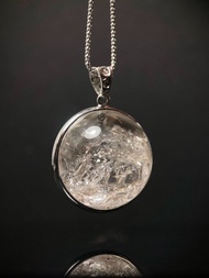 天然茶骸骨水晶球 超美負晶 稀少精品 S925銀鑲嵌