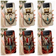 Asus ZenFone 7 Cover Case Luxury Crown A-Z Letters 2D Flat Pattern Soft Phone Case Asus ZS670KS