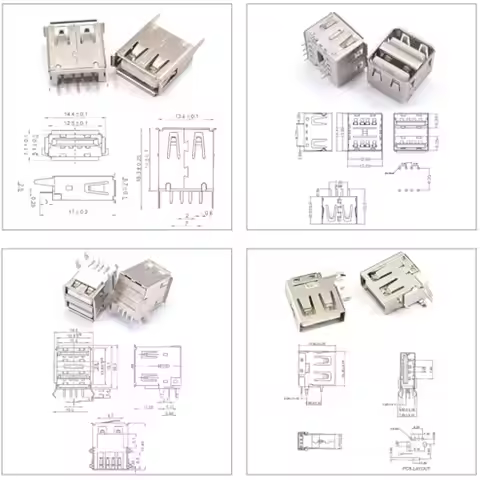 [New] USB 2.0 Female Pin PCB Mount Socket Type A/B