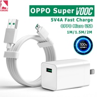 Kinkong ⚡ชุดสายชาร์จ OPPO SUPER VOOC แท้ 100%  สายชาร์จ Micro USB+หัวชาร์จ 5V4A ชุดชาร์จ oppo แท้ VOOC Charger สายชาร์จเร็ว oppo fast charge รองรับ R15 R11 R11S R9S A77 A79 A57 R9 DL118 F9