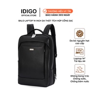 Men's and women's leather backpack with integrated USB charging port IDIGO MBP1 - 20001, high qualit