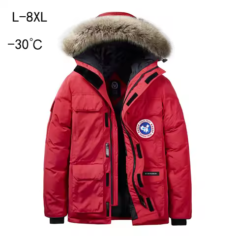 -30 C FIT Plus Thick Velvet Down & Parka coat 6XL 7XL 8XL winter jacket men waterproof windproof cha