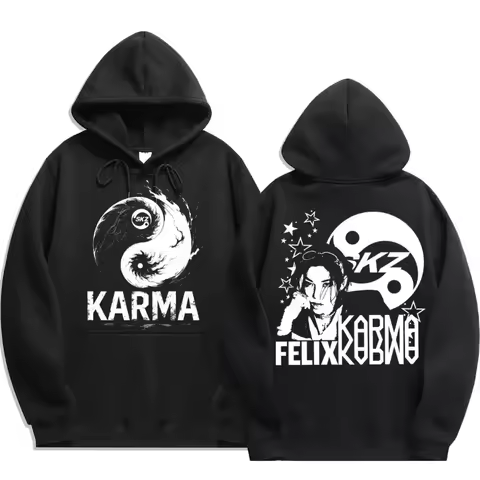 KPOP's fourth album KARMA printed men's hoodie FELIX HAN BANGCHAN CHANGBIN HYUNJIN LEE fashion sport