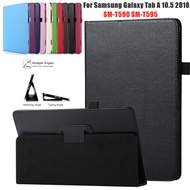 Tablet Case for Samsung Galaxy Tab A 10.5 2018 SM-T590 T595 PU Leather Slim Folding Litchi Style Funda Cases Galaxy Tab A 10 5 Case T590