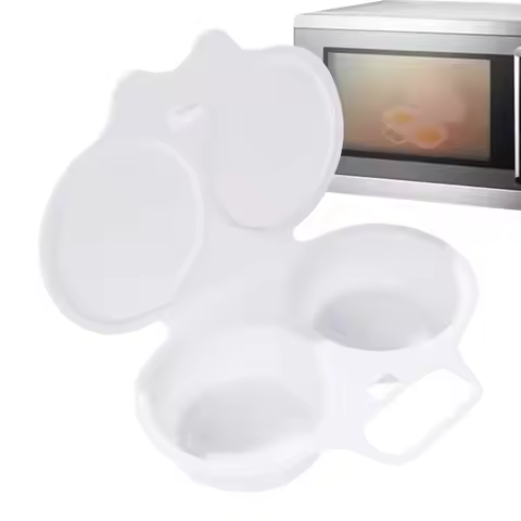 2 Eggs Capacity Round Steamer Microwave Egg Boiler Poacher Microwave Egg Maker Kitchen Cooking Mold 