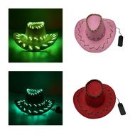 Mya WesternStyle Cowboy Hat Novelty Cowgirl Led Hat Glowing Costume Hats Headwear Fedora Hat Hallowe