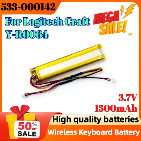 533-000142 1500mAh 3.7V Digital Battery for Logitech Craft Y-R0064 Wireless Keyboard Battery