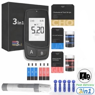 New Upgraded 3in1 Glucometer Set - Blood Glucose Cholesterol Uric Acid Test Strips & Monitor