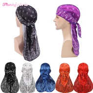 Hair Accessories Silky Durag Bandanas Insect Print Hats for Women Men Long Tail Pirate Hat