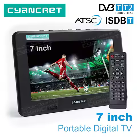 LEADSTAR D7 Portable TV DVB-T2 ATSC ISDB-T tdt DTT 7 inch Digital Analog mini small Car TV Televisio