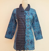 blouse batik/blouse murah/atasan batik/seragam blouse/seragam batik - biru m