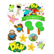 Happy Birthday Topper Cake Cartoon Didi & Friend (CUSTOM NAME)