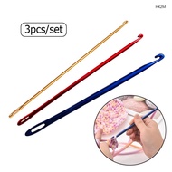 HK-3Pcs Knitting Hook DIY Aluminum Crochet Hook Afghan Tunisian Knit Tool With Needle Eye Hand Knitt