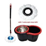 Spin Floor Mop with Bucket Aluminum Spinner + Microfiber Mop Head