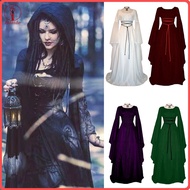 fulaide Halloween Renaissance Witch Dress for Women Gothic Victorian Dress Long Bell Sleeve Medieval