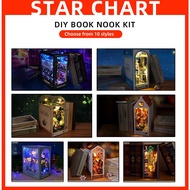 DIY Book Nook Kit DIY Miniature Dollhouse Book Nook Shelf with Sensor Led Light Gift Ideas