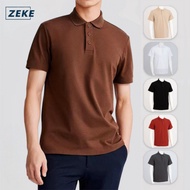 ZEKE A0016 Solid Colour Short Sleeve Polo Shirt 210GM/㎡ Lelaki Klasik Lengan Pendek Baju