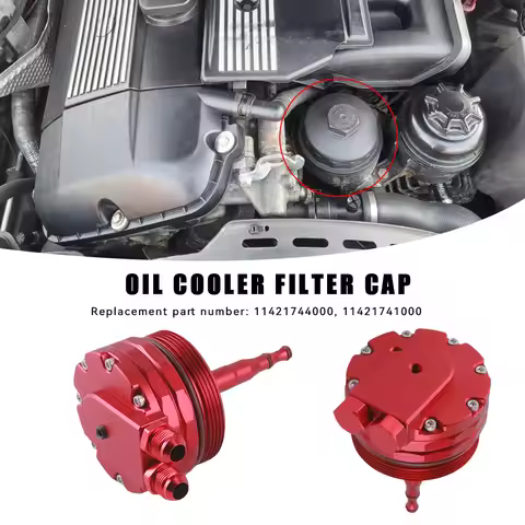 Oil cooler Filter Lid Cover Cap AN10 Fittings & 2 Sensor Ports For BMW M52 M54 M56 E46 E39 E60 E61 X