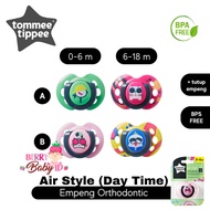 tommee tippee air style soother orthodontic single pack empeng bayi - 6-18 bulan motif a
