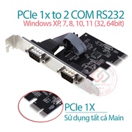 PCI-E to 2 COM RS232 DB9 Win XP 7 10 11 Card with 2 COM ports for desktop computers and sync compute