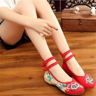 CODSheng luo [Aesthetic Embroidered Shoes 2] Clearance!! [High-Top Hibiscus Flower] One Piece Shipment Ethnic Style Beef Tendon Sole Inner Heightening Square Dance Women's Factory Direct Sales. 26