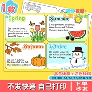 English Season Spring Summer Autumn Winter seasons Hand Copy Newspaper Template Second Grade Four se