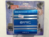 เพาเวอร์ แอมป์ เครื่องขยายเสียง ติดรถ 12V DC STK USB-77 400 W Watts x 2 800 W USB FM SD Card