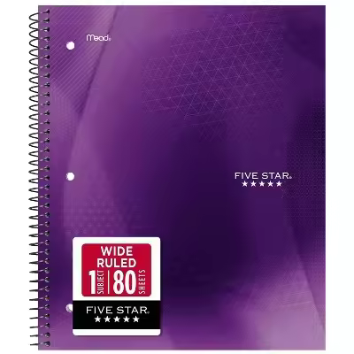 8"x10.5" Active Wide Ruled Notebook 80 Pages Purple
