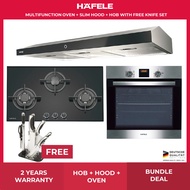 Hafele Promo Bundle A - Multifunction Oven + Slim Hood + PUB Hob with FREE GIFE Knife set  (538.86.102)