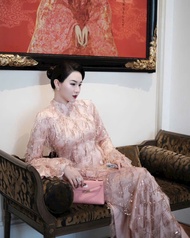 Áo Dài Cách Tân - Tơ Thêu Kim Sa Dệt Lưới Kim Sa Thanh Lịch Phù Hợp Tết Cưới Hỏi Tiệc Mieso Store