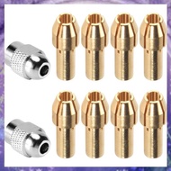 [P K A M] 10Pcs Brass Collet for ,Replacement 4485 Quick Change Rotary Drill Nut Tool Set 0.8/1.2/1.