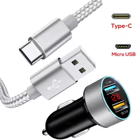 QC 3.0 Car Charger Micro USB Type C Cable For Samsung J1 J2 J3 J5 A3 A5 A7 2017 A50 A70 A31 A51 A71 