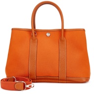 Hermès Orange Calfskin and Toile Garden Party 30 TPM Palladium Hardware, 2005