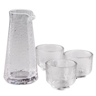 In Stock 1 Set 4Pcs Japanese Style Sake Pot Glass Sake Cups Liquor Cups (Transparent)