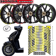 HONDA Giorno125 12" Reflactive Sticker Hub Wheel Waterproof Rim Motocycle Durable Decoration Beautif