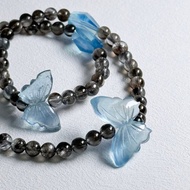 海藍寶蝴蝶。爆閃海藍寶雙圈手串