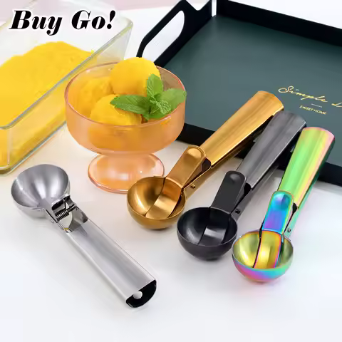 1/2PCS Ice Cream Scoops Stacks Stainless Steel Ice Cream Digger Non-Stick Fruit Ice Ball Maker Water
