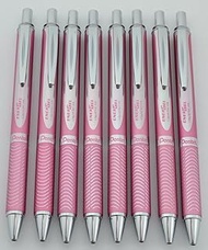 Pentel EnerGel Alloy RT - .7mm Metal Tip, Black Ink, Pink Barrel (Lot of 8)