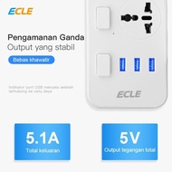 Murah ECLE Power Strip Stop Kontak 3 Power Socket 3 Smart USB Port