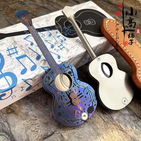 Titanium Alloy EDC Guitar Cigar Cutter | M390 Steel Creative Artistic Gift | Cultural Trend Collecti