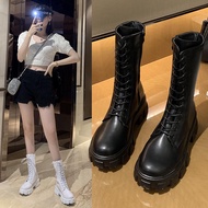 Dr. Martens Boots Middle boots Boots Boots Women's Shoes Korean boots Motorcycle boots Handsome Boots Platform boots Fashion Personality Round Head Lace up Slimming