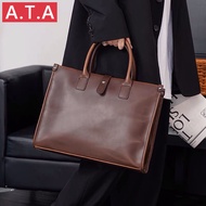 A.t.a2022 กระเป๋าถือ กระเป๋าสะพายไหล่ หนังม้า แนวนอน ใส่คอมพิวเตอร์ได้ สําหรับผู้ชาย
