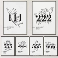 444 777 Angel Number Poster Print Canvas Painting Lucky Number Energy Spiritual Wall Art Picture for
