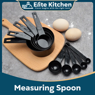 Elite Kitchen - 10Pcs 1 set Black Measuring Cups Measuring Spoons set Baking Kitchenware Sudu Penyukat Cawan Pengukur