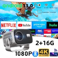 A10 Projector Android 13.0 Smart Projector 4K LED WiFi Autofocus 360° Flip Projector Projector Netfl