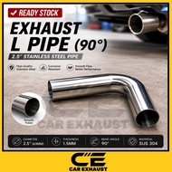 90° Exhaust L Pipe 2.5“ SUS304 Stainless Steel Bend Pipe 90 degree 1.5mm Thick Wall Universal Ekzos 