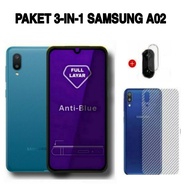Tempered Glass Blue SAMSUNG AO2 Anti Blue Light/ Full Radiation Plus Skin Carbon 3D Camera Protector